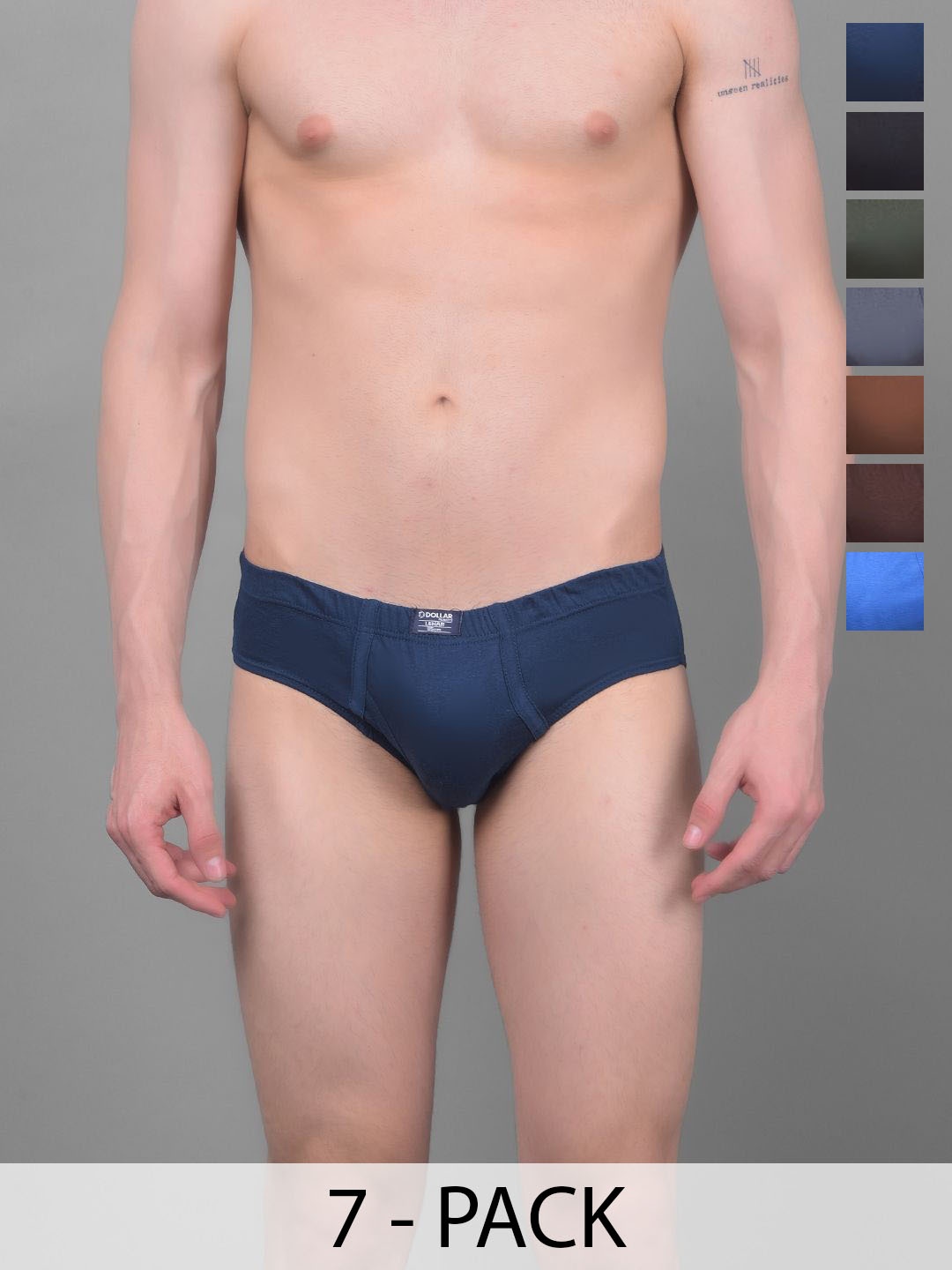 Dollar Men Pack Of 7 Assorted Pure Cotton Basic Briefs MLHBR-01-S-AST1-PO7-Assorted