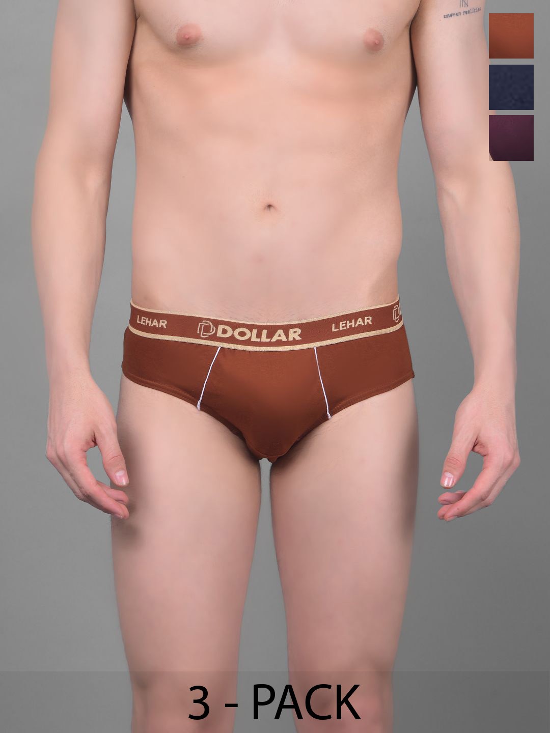 

Dollar Pack of 5 Assorted basic briefs, Brown