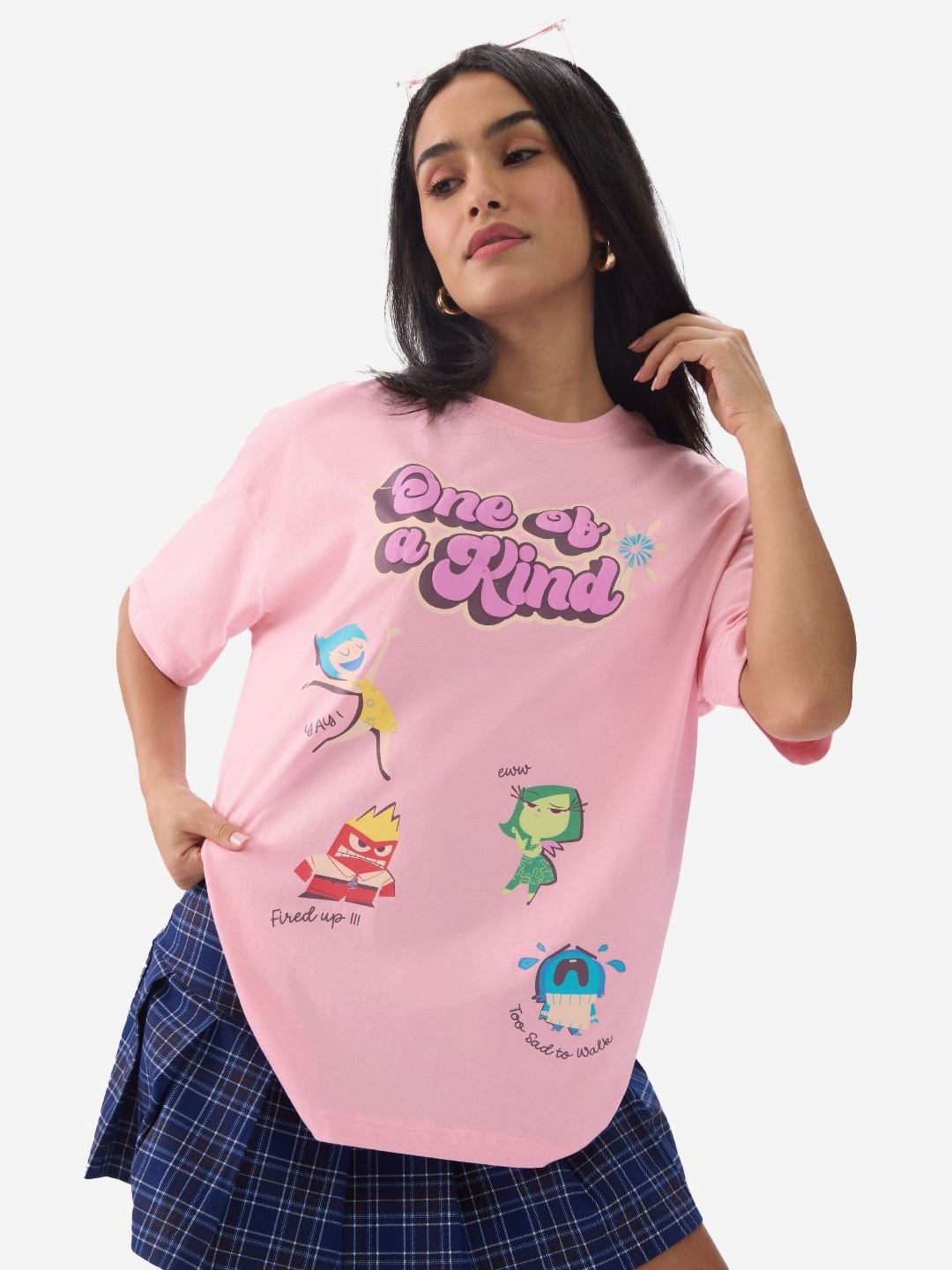 

The Souled Store Women Graphic Printed Cotton Oversized T-shirt, Pink