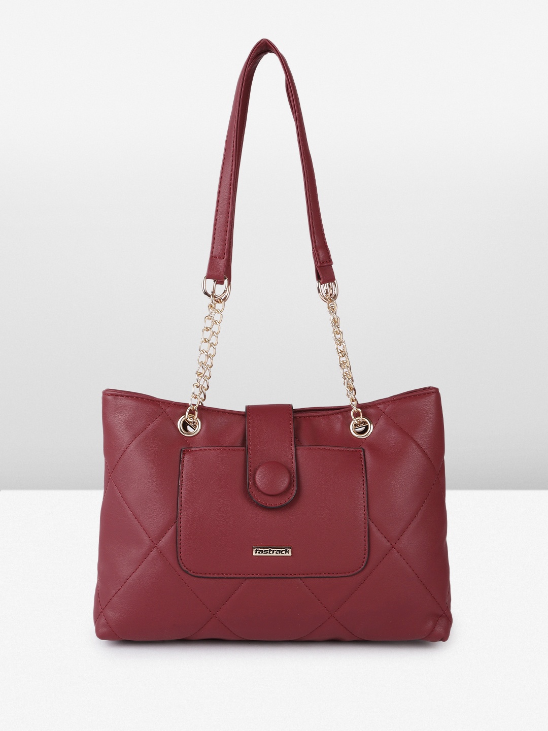 

Fastrack Structured Shoulder Bag with Quilted Detail, Maroon