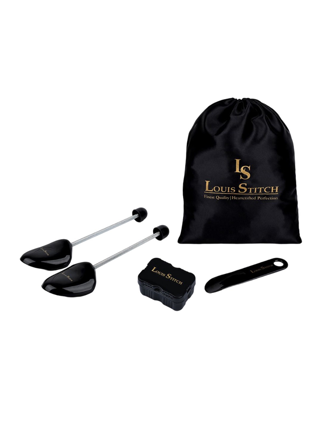 

LOUIS STITCH Set Of 8 Shoe Accessories - Shoe Tree+Horn+Square Shiner+Cream+Twin Shiner, Black