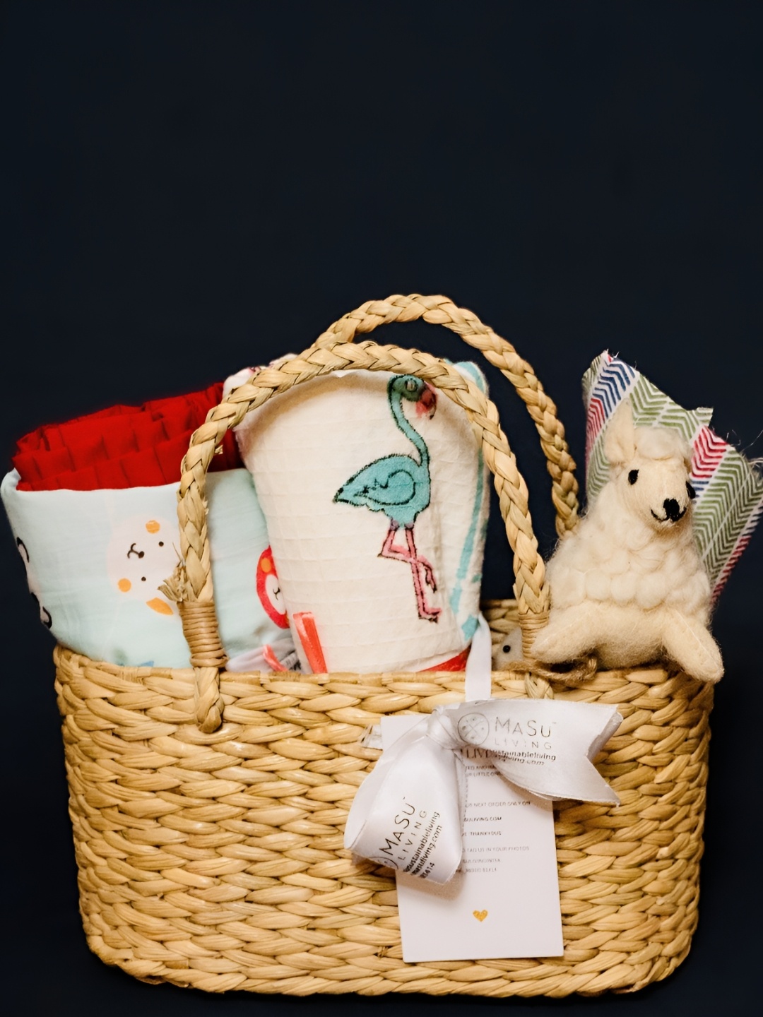 

MASU LIVING Red & White Printed Cotton Mini Aloka Baby Hamper Starry Home Gift Set