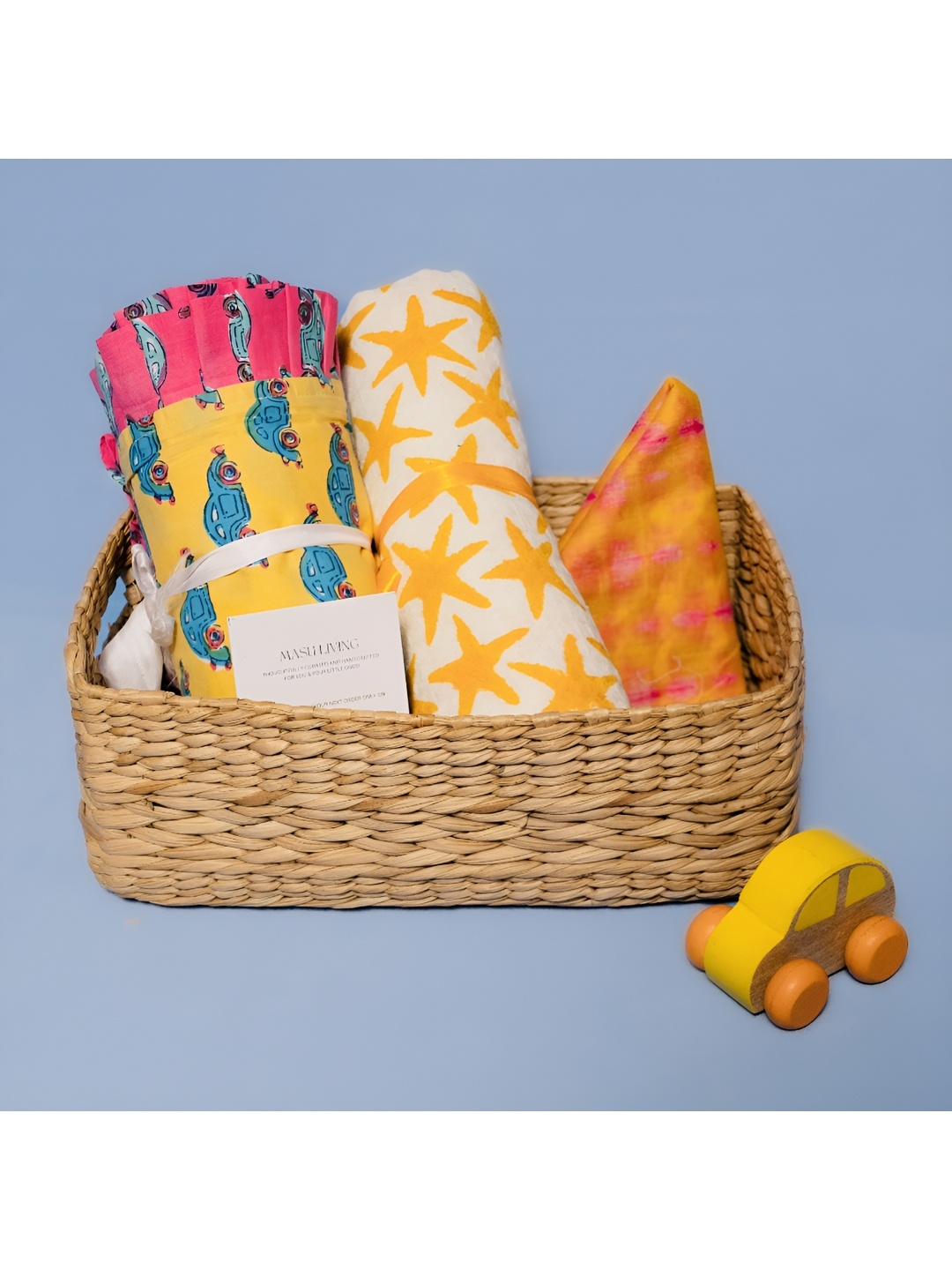 

MASU LIVING Pink & Yellow Printed Cotton Baby Hamper Home Gift Sets