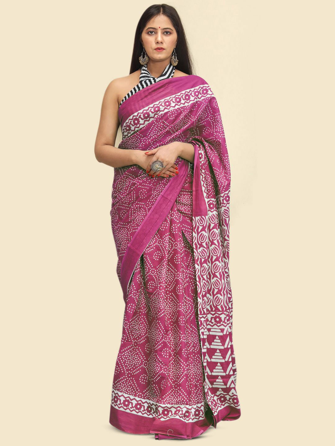 

BUTA BUTI Printed Pure Cotton Saree, Pink