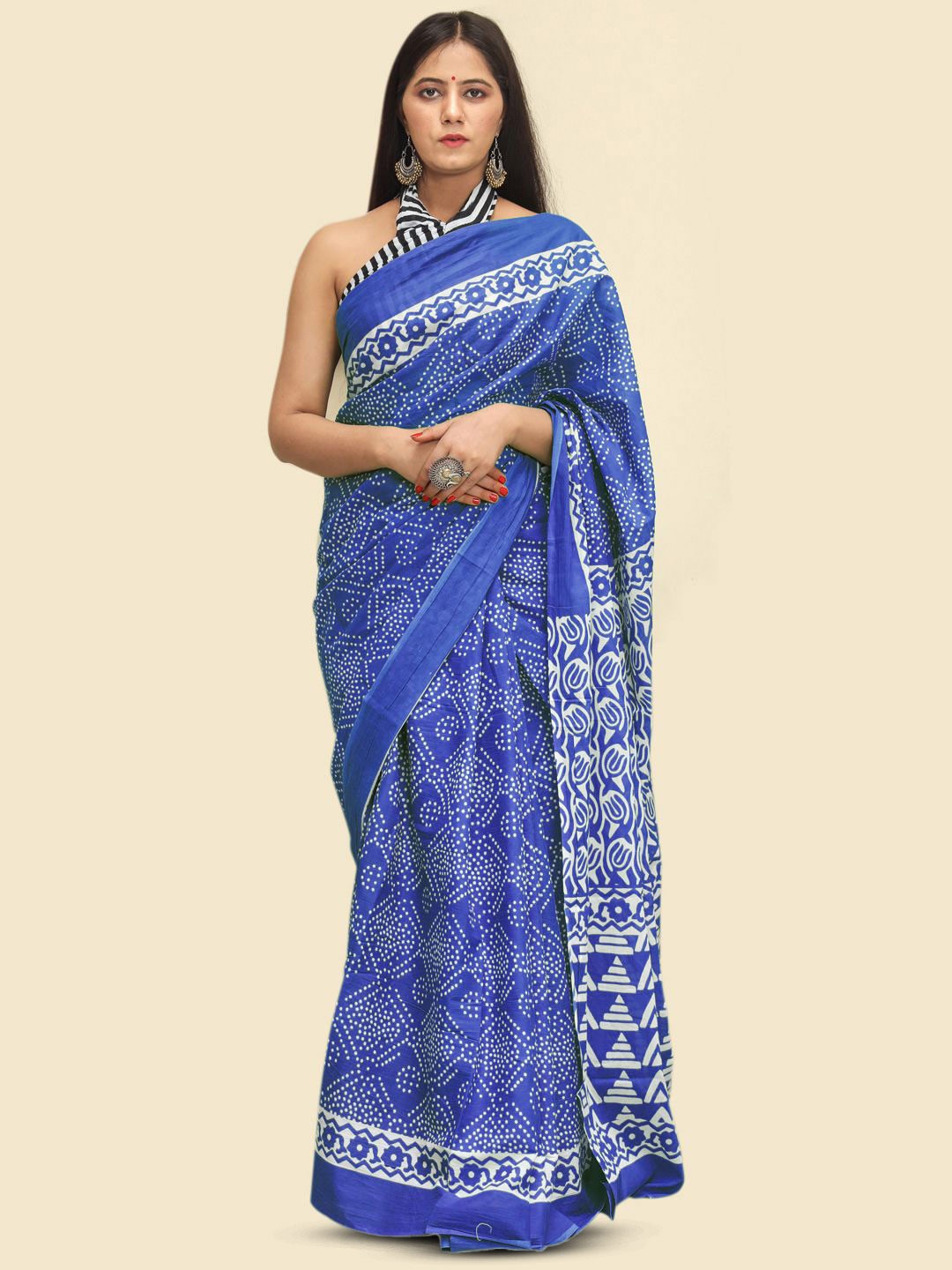

BUTA BUTI Printed Pure Cotton Saree, Blue