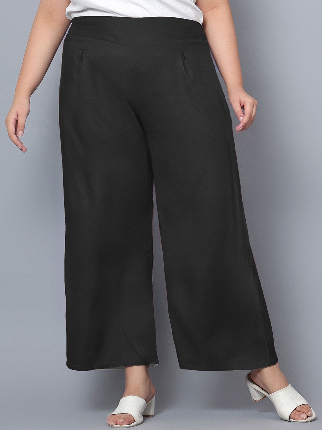 

Indietoga Plus Size Women Comfort Easy Wash Parallel Trouser, Black