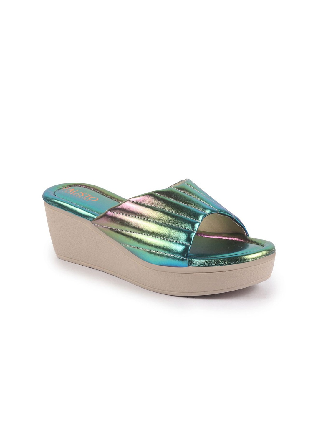 

FAUSTO Open Toe Wedge Heel Sandal, Green