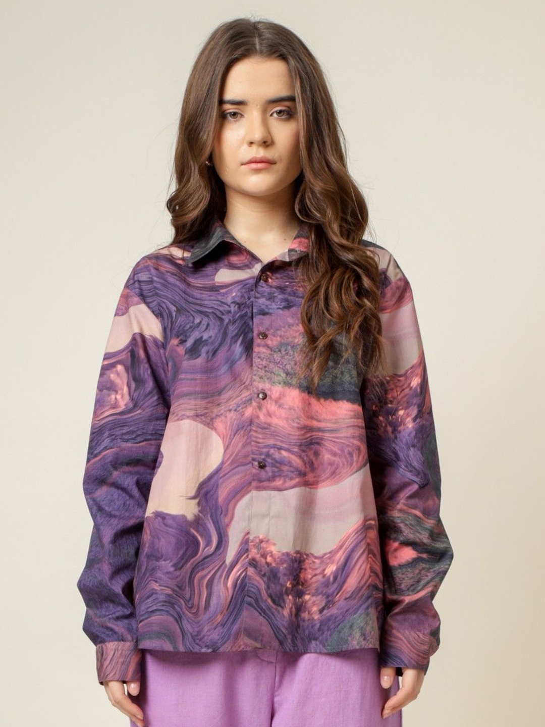 

Doodlage Women Printed Casual Shirt, Purple