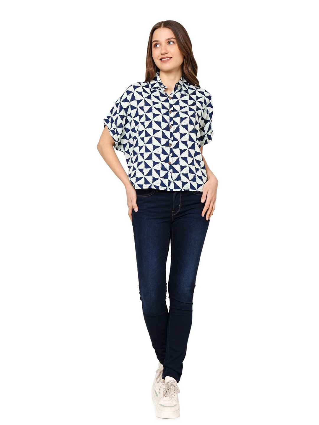 

KALINI Women Polka Dot Opaque Printed Shirt, Blue