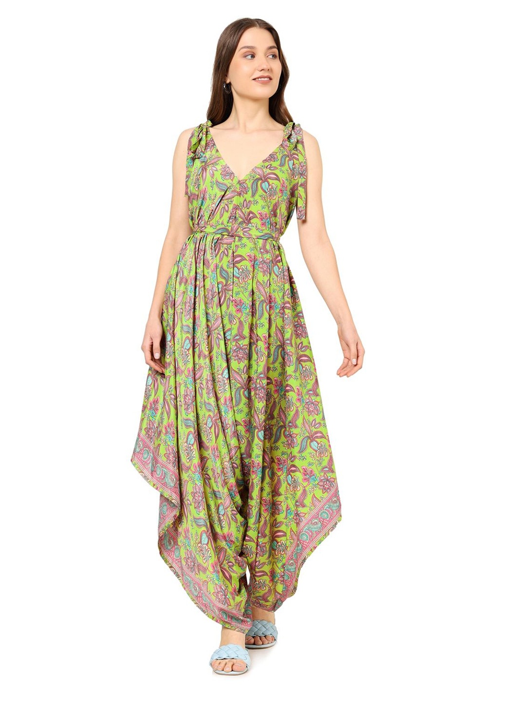 

KALINI Ethnic Motifs Printed Jumsuit, Green