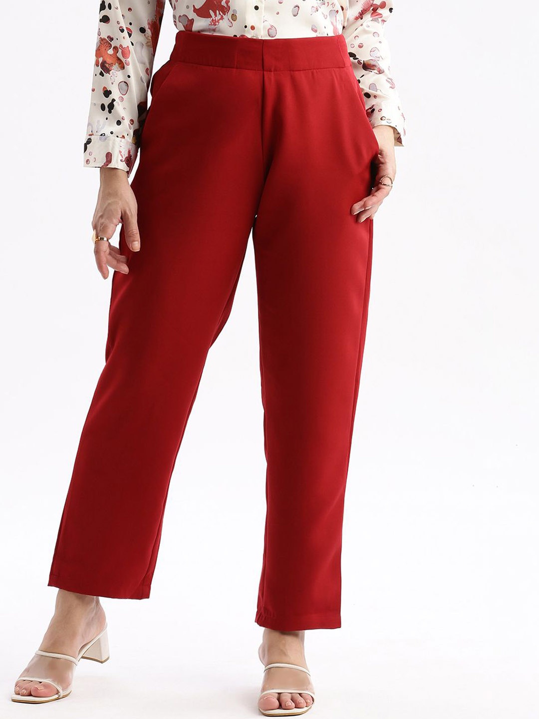 

SHOWOFF Women Comfort Formal Trousers, Maroon