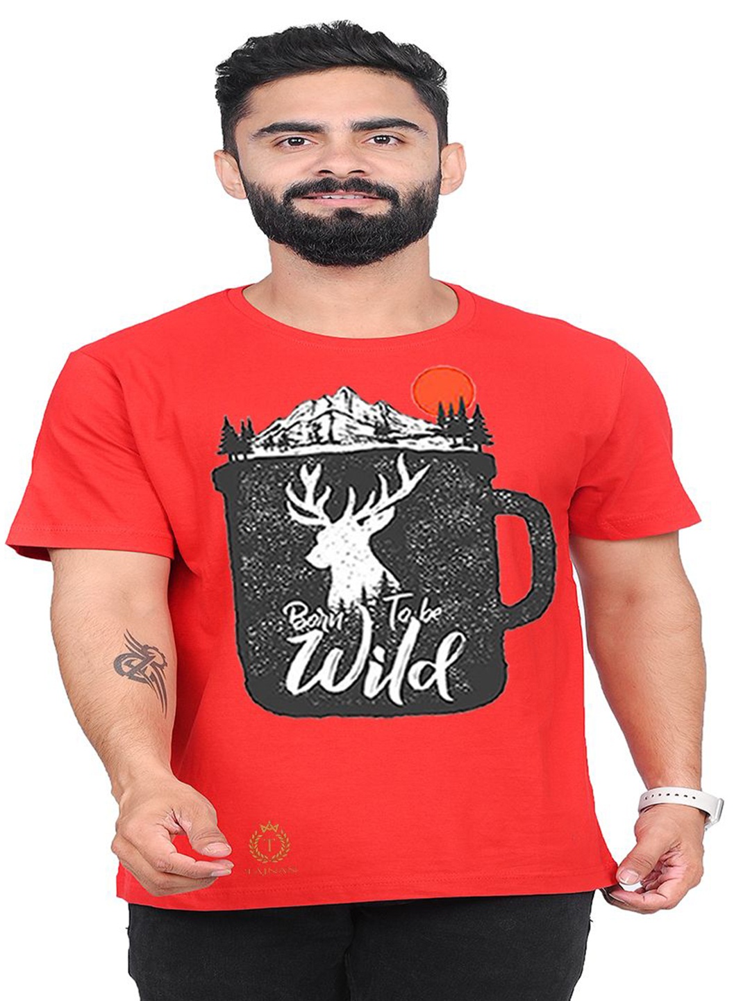 

TAJNAN Men Printed T-shirt, Red