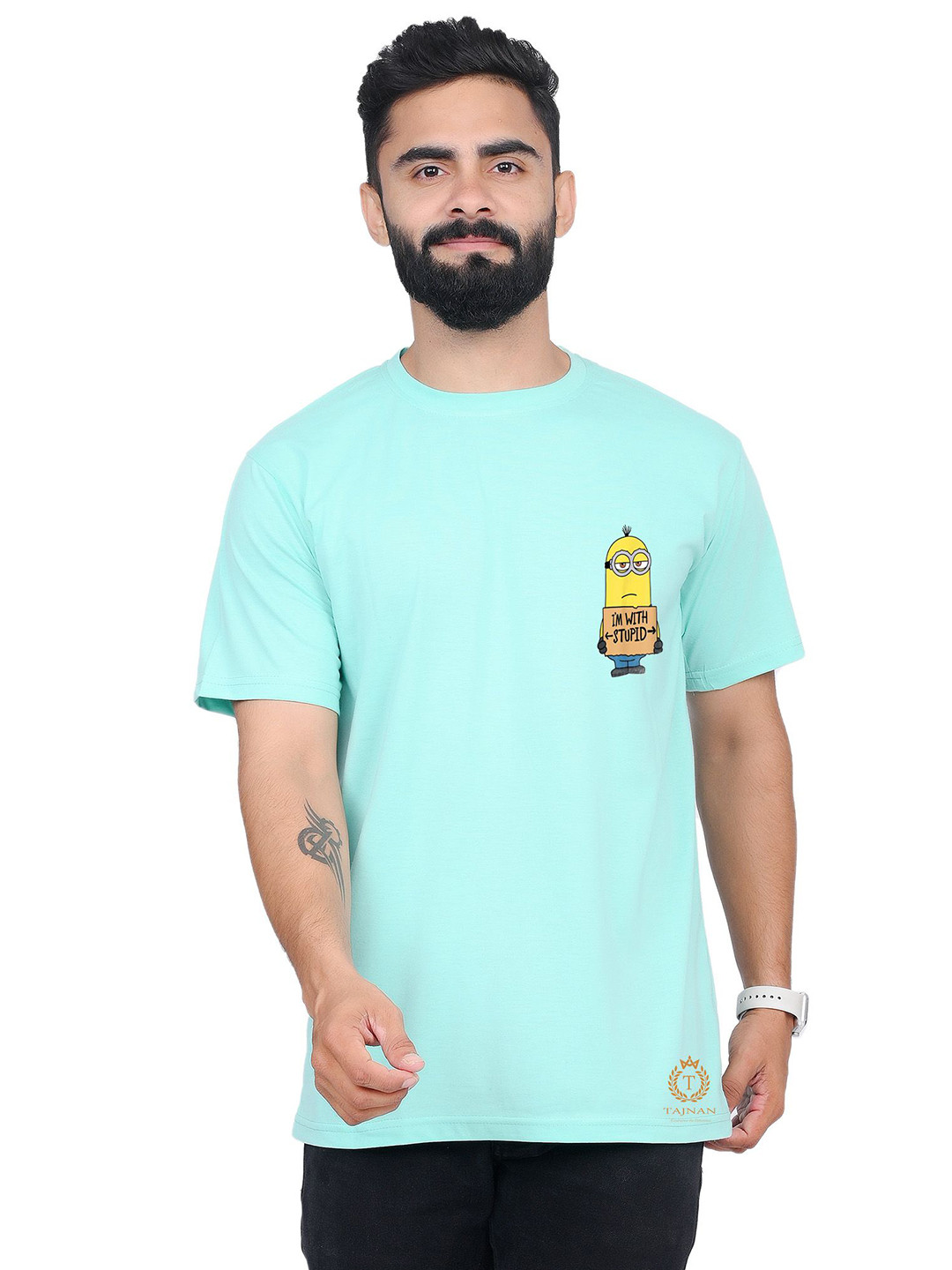 

TAJNAN Men Graphic Printed Round Neck T-shirt, Blue