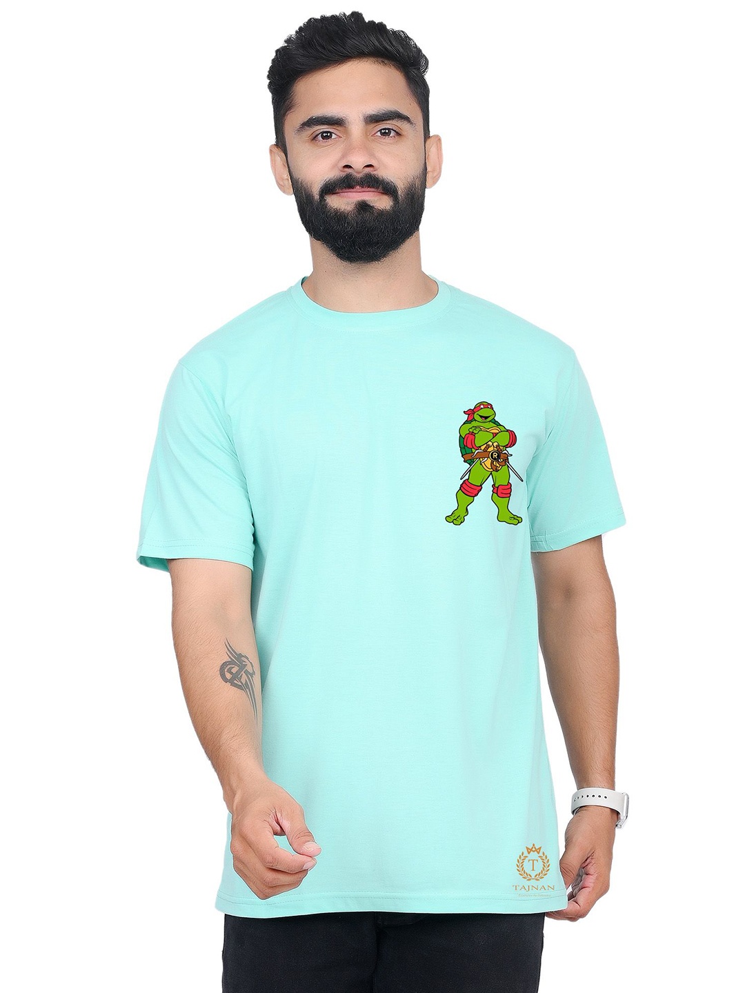 

TAJNAN Men Graphic Printed Round Neck T-shirt, Blue