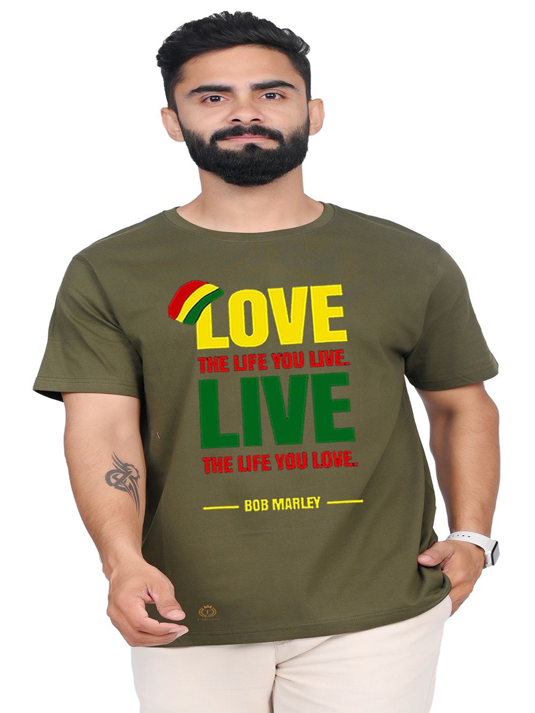

TAJNAN Men Typography Printed T-shirt, Green