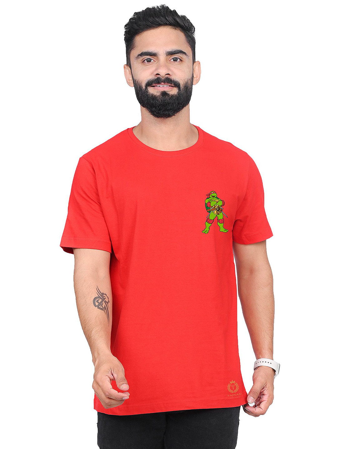 

TAJNAN Men Graphic Printed Round Neck T-shirt, Red
