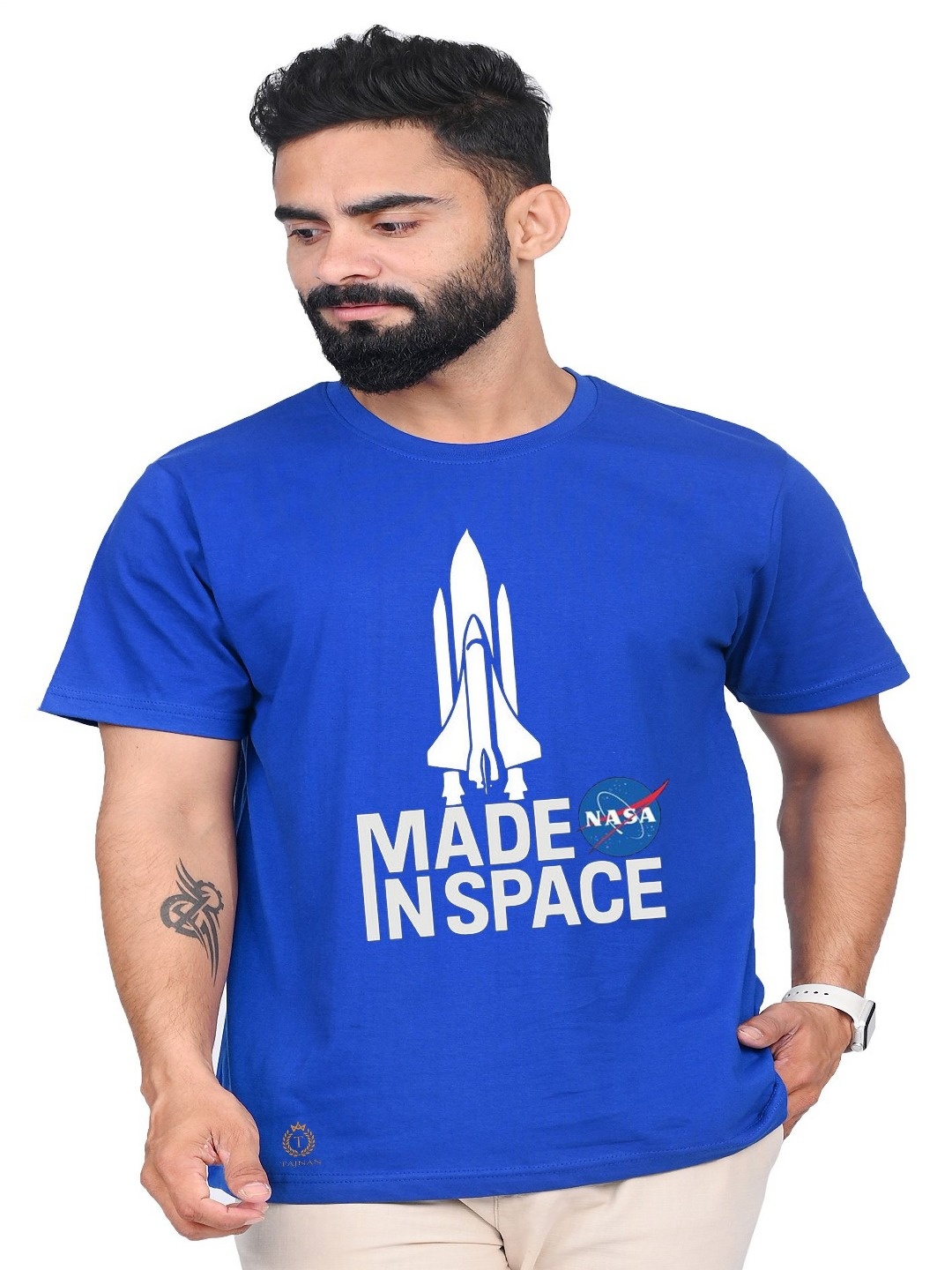 

TAJNAN Men Typography Printed T-shirt, Blue