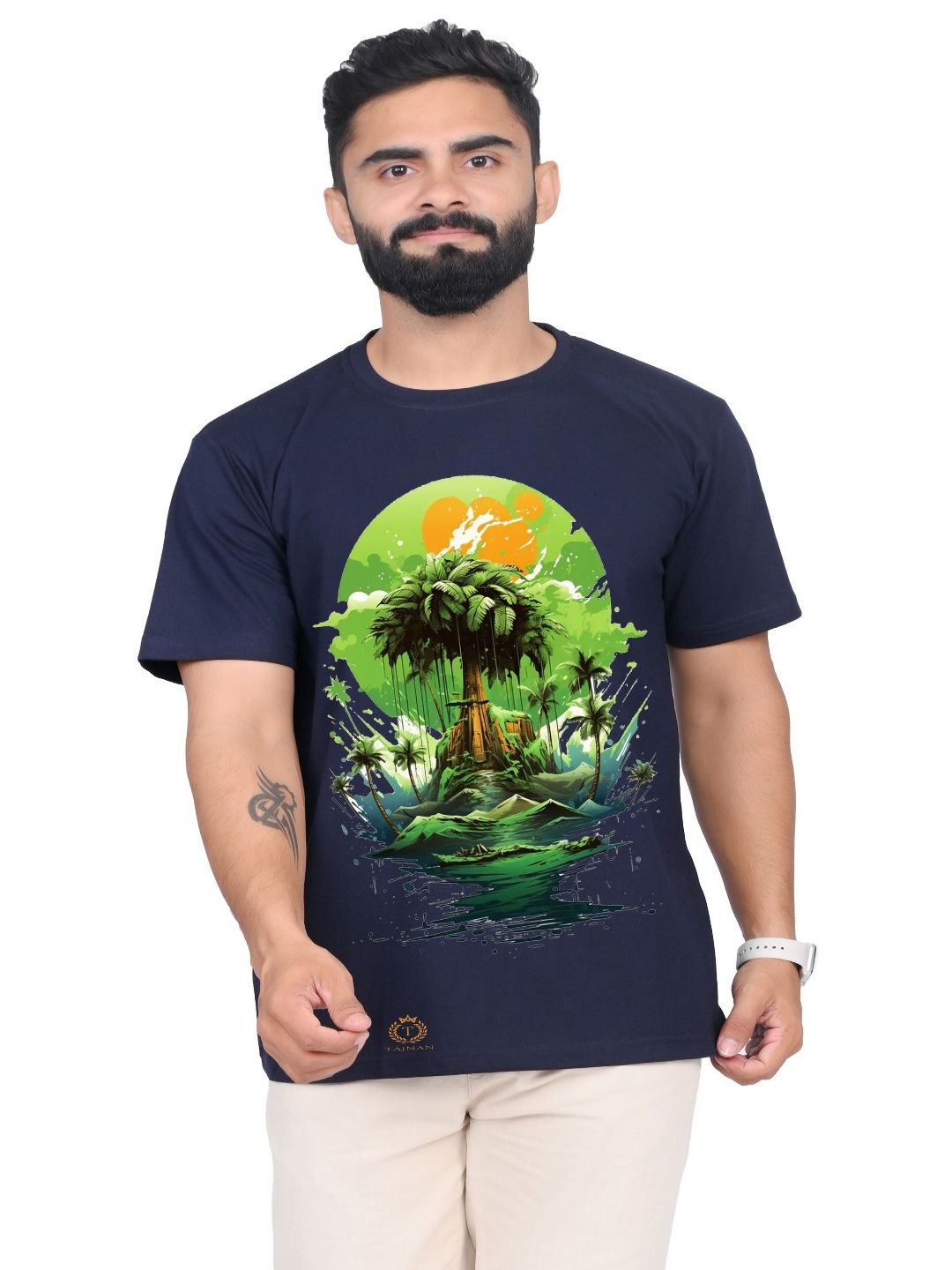 

TAJNAN Men Graphic Printed Round Neck T-shirt, Blue