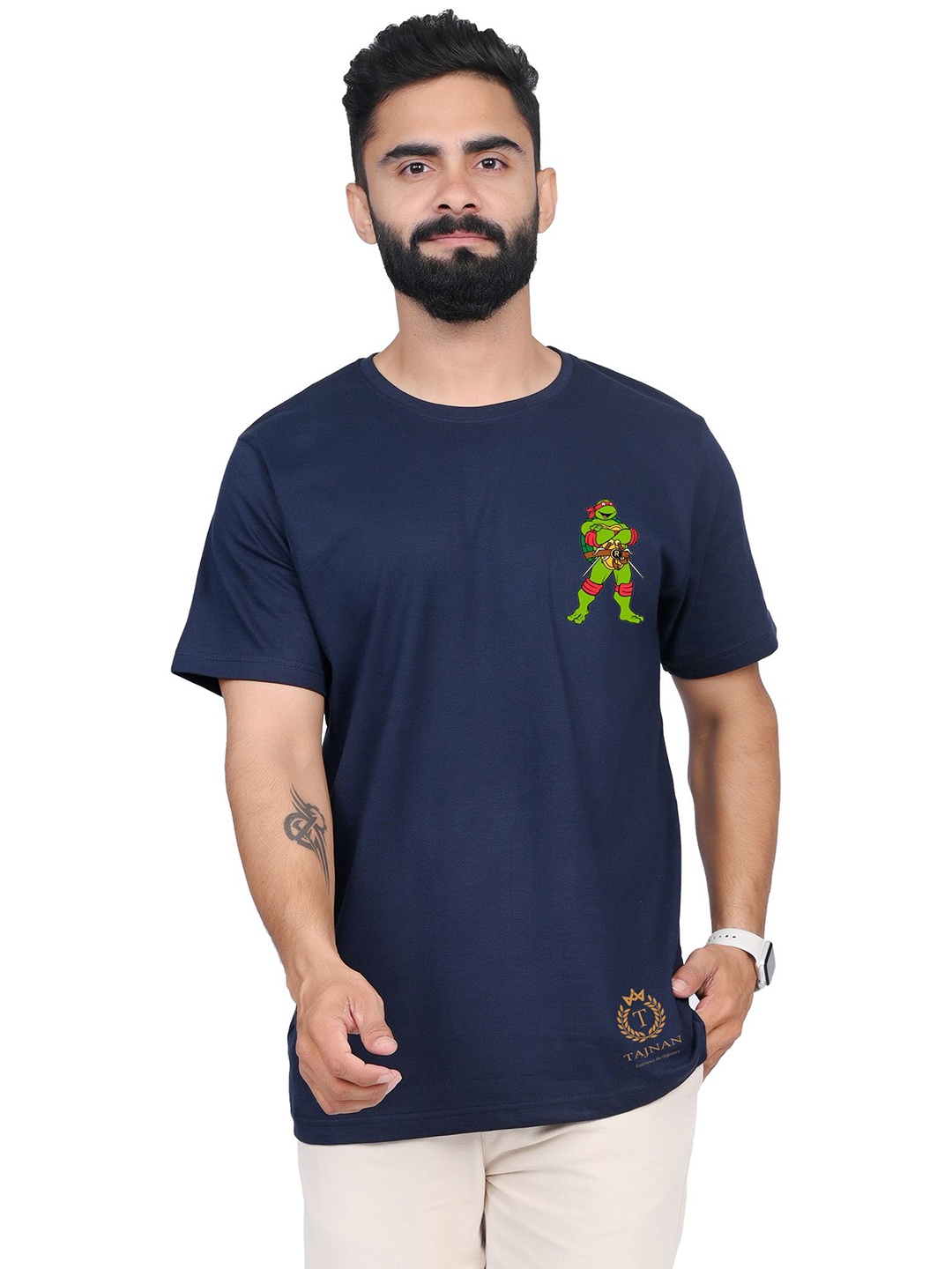 

TAJNAN Men Pockets T-shirt, Blue