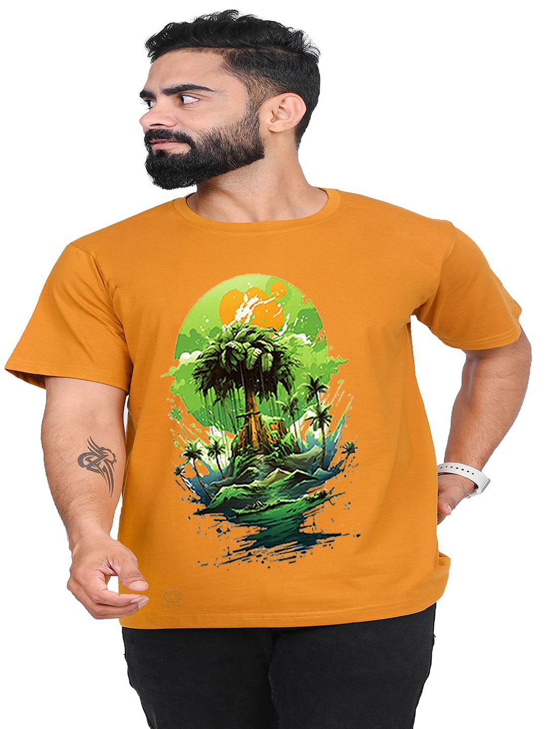 

TAJNAN Men Printed T-shirt, Orange