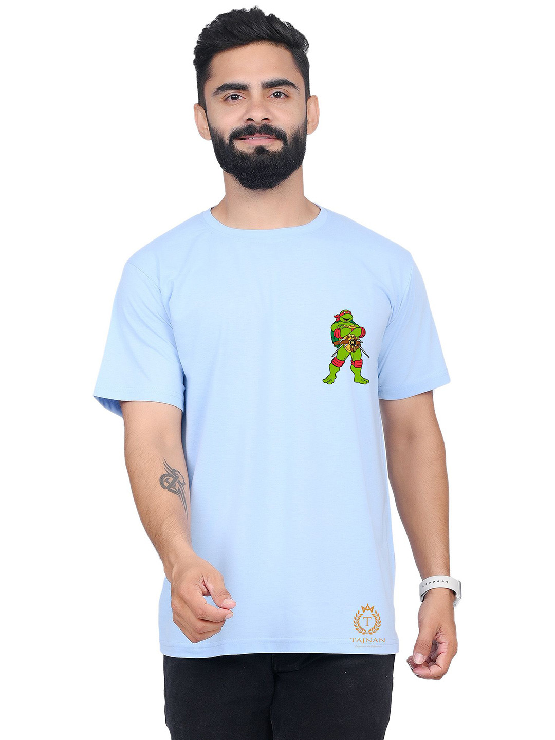 

TAJNAN Men Graphic Printed Round Neck T-shirt, Blue