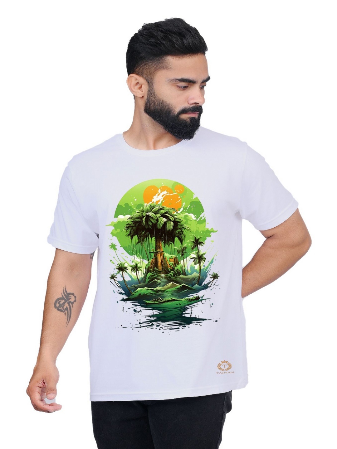 

TAJNAN Men Printed T-shirt, White