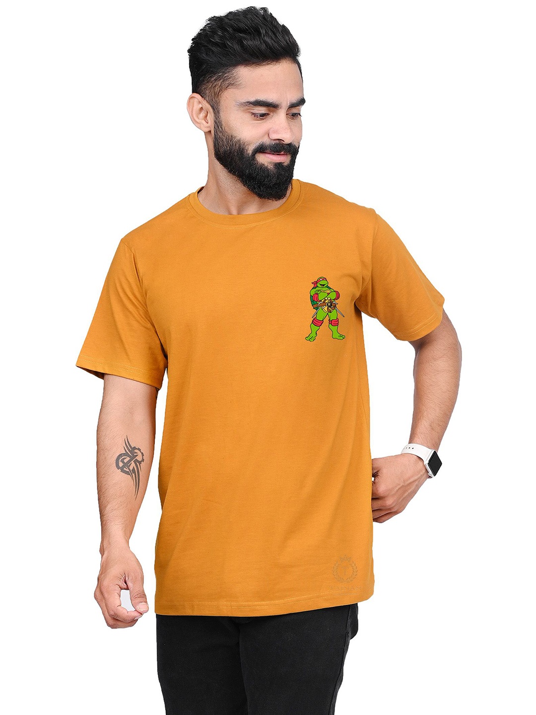 

TAJNAN Men Graphic Printed Round Neck T-shirt, Orange