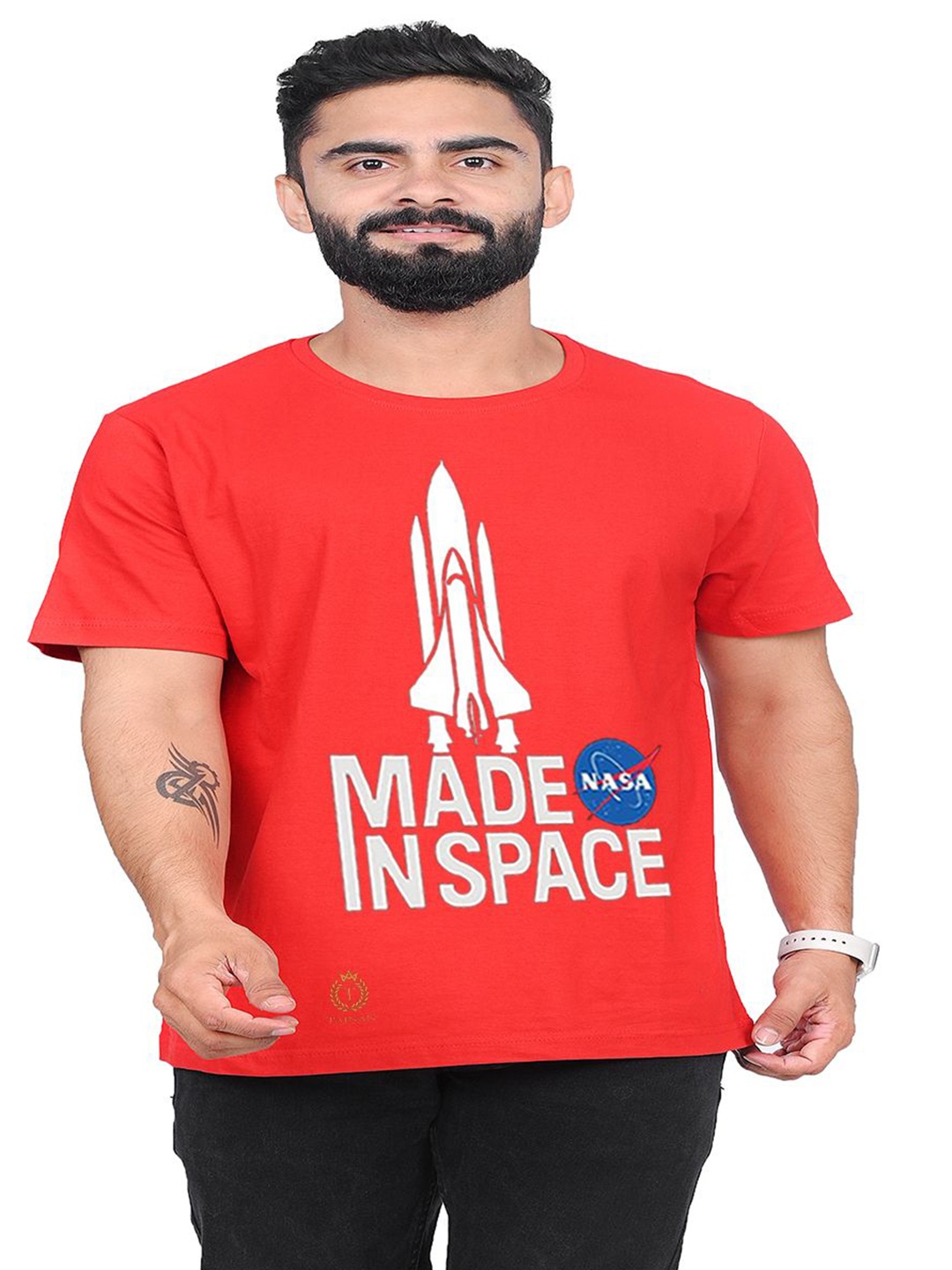 

TAJNAN Men Typography Printed T-shirt, Red