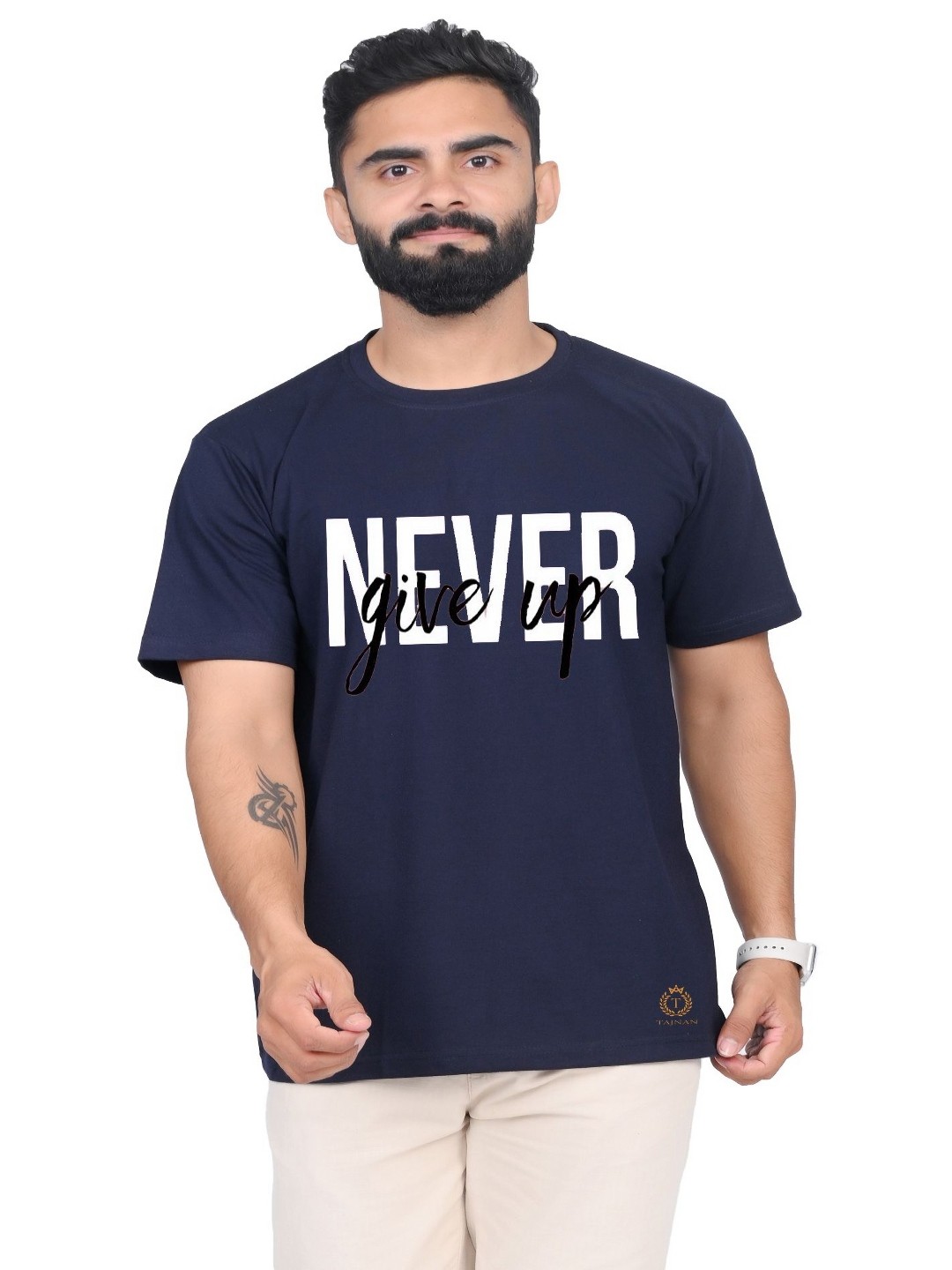 

TAJNAN Men Typography Printed Pockets T-shirt, Blue