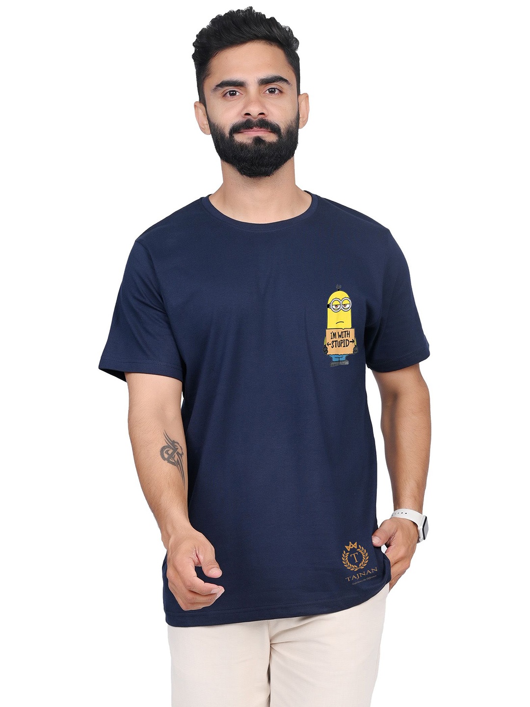 

TAJNAN Men Graphic Printed Round Neck T-shirt, Blue