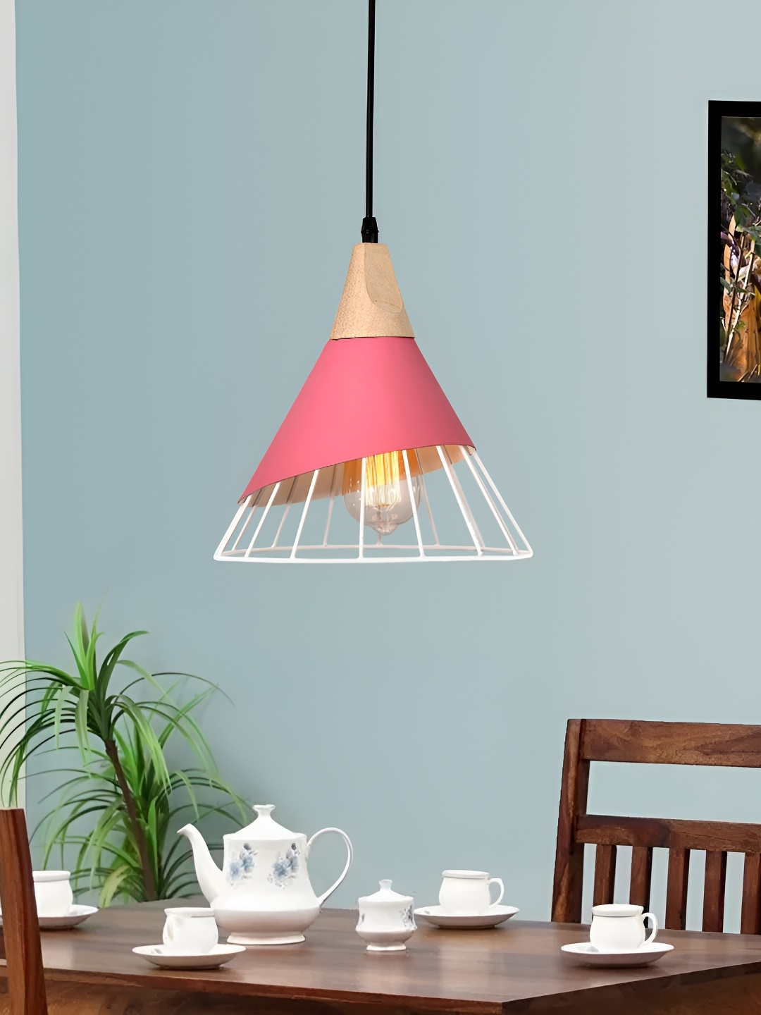 

Homesake Pink & White Triangle Metal Contemporary Ceiling Lamp