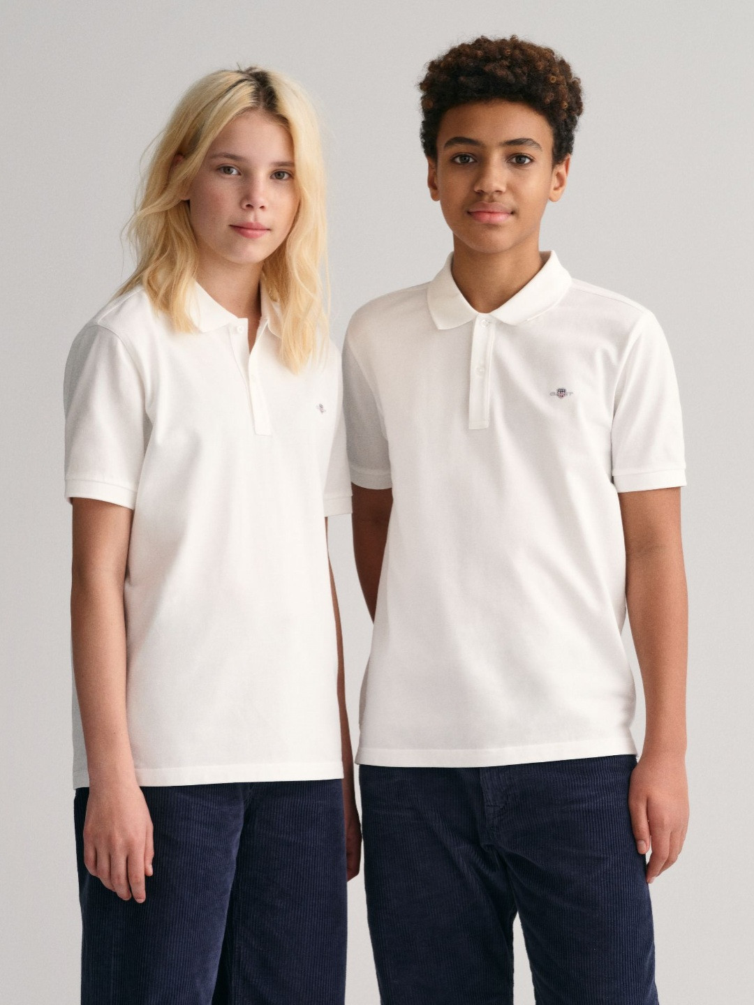 

GANT Kids Unisex Polo Collar Solid Pure Cotton T-shirt, White