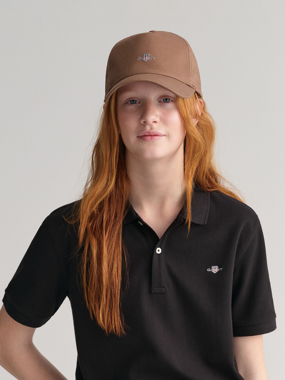 

GANT Kids Unisex Polo Collar Solid Pure Cotton T-shirt, Black