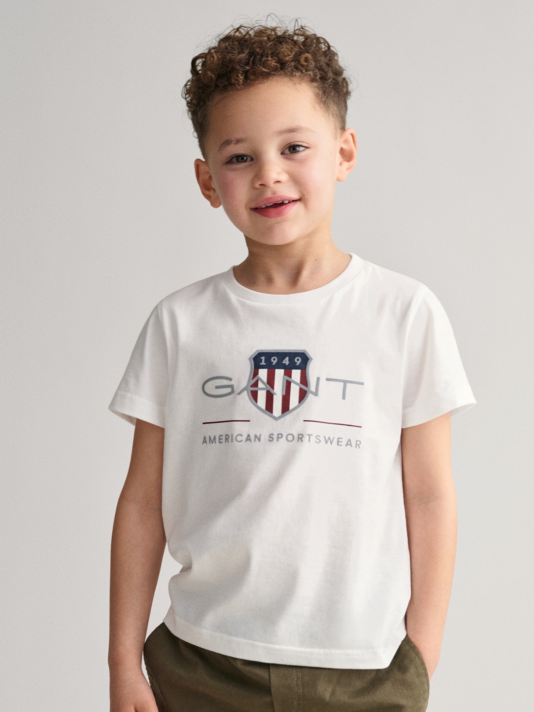 GANT Boys Typography Printed Pure Cotton T-shirt, White