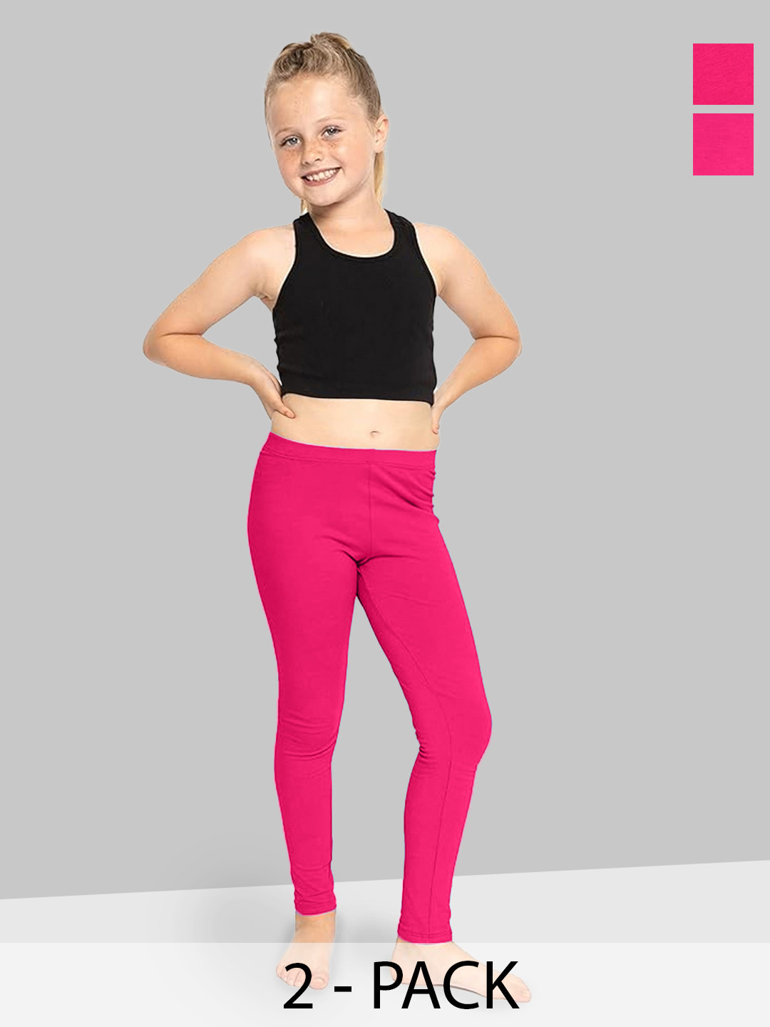 

Naughty Ninos Girls Pack Of 2 Ankle-Length Leggings, Fuchsia