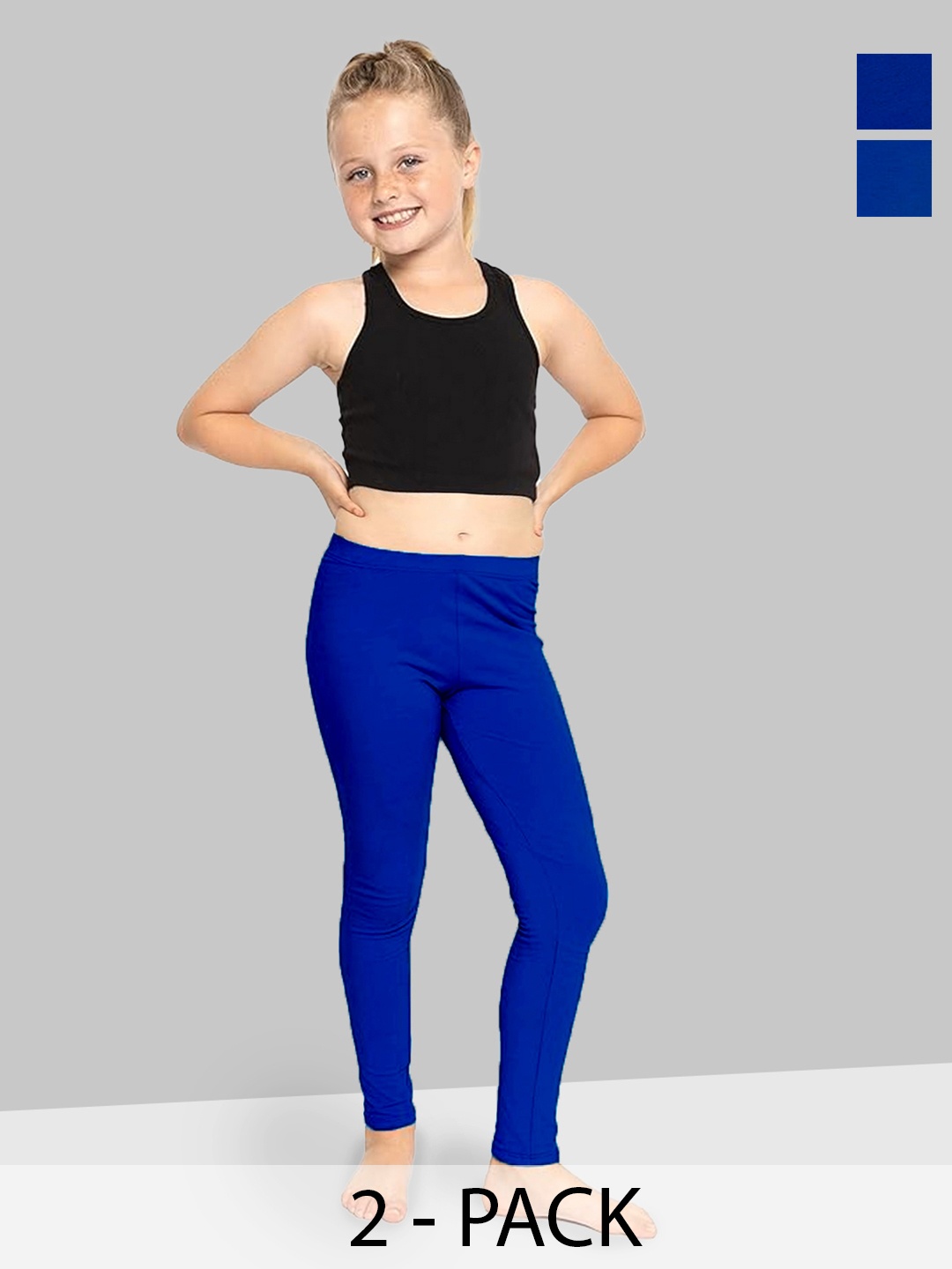 

Naughty Ninos Girls Pack Of 2 Ankle-Length Leggings, Navy blue