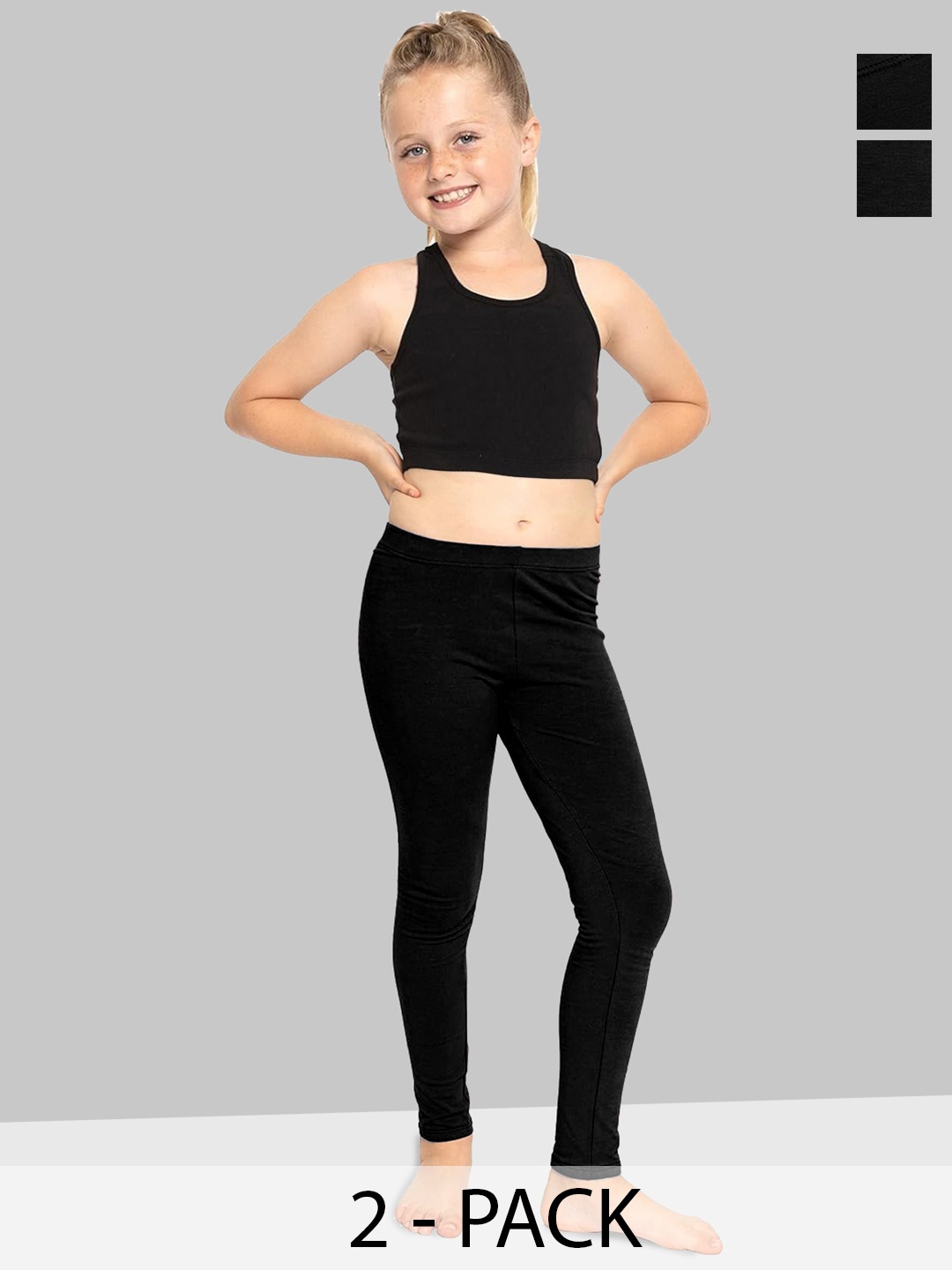 

Naughty Ninos Girls Pack Of 2 Ankle Length Leggings, Black