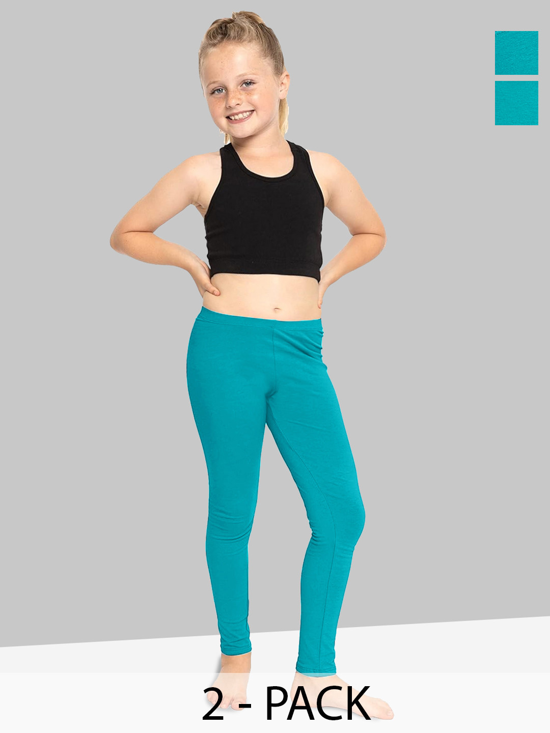 

Naughty Ninos Girls Pack Of 2 Ankle Length Leggings, Teal