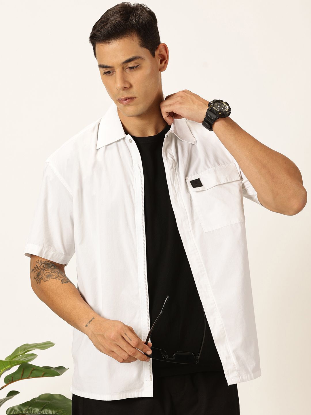 

Thomas Scott Men Premium Boxy Pure Cotton Casual Shirt, White