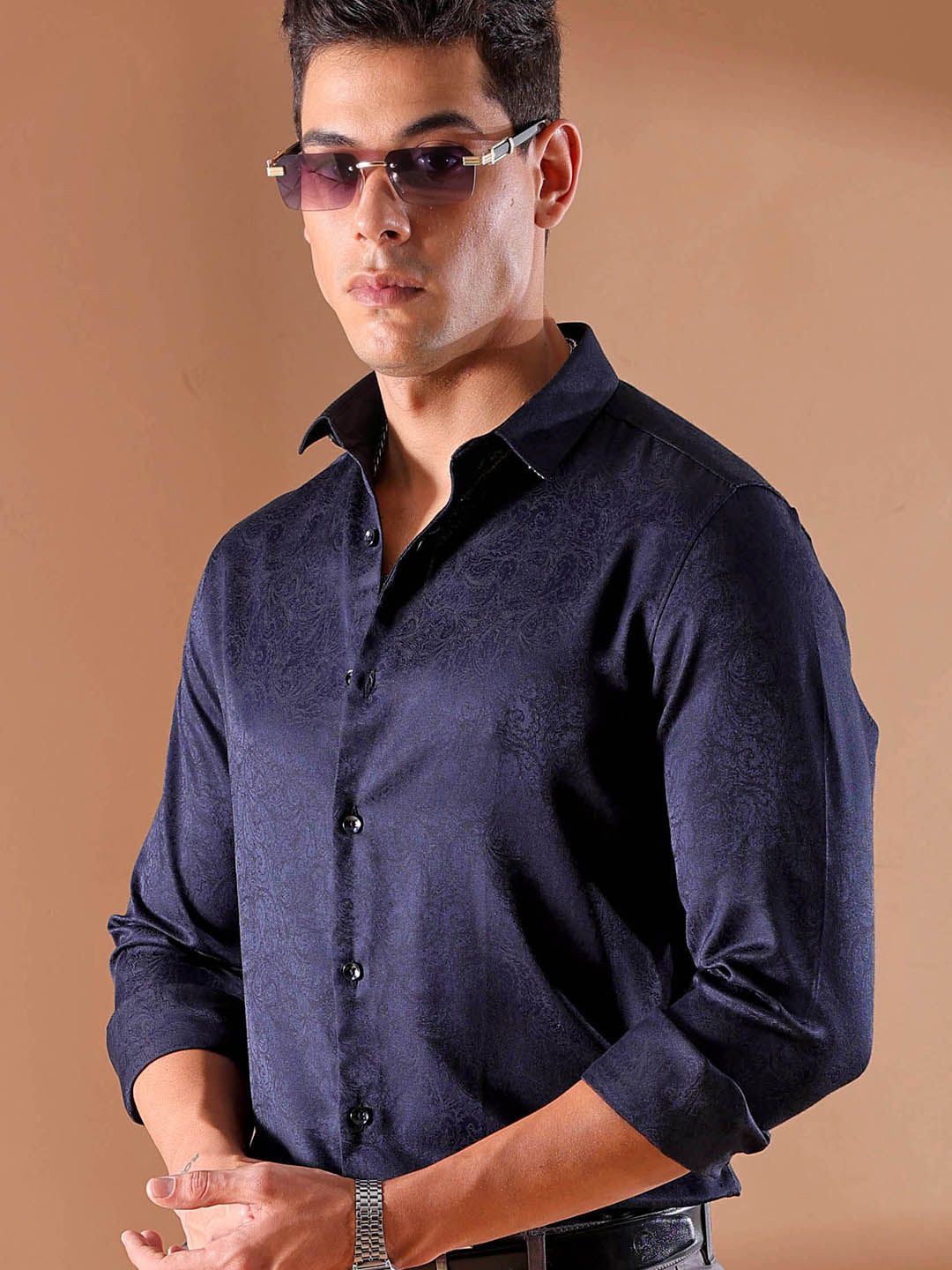 

The Indian Garage Co Men Slim Fit Opaque Party Shirt, Black