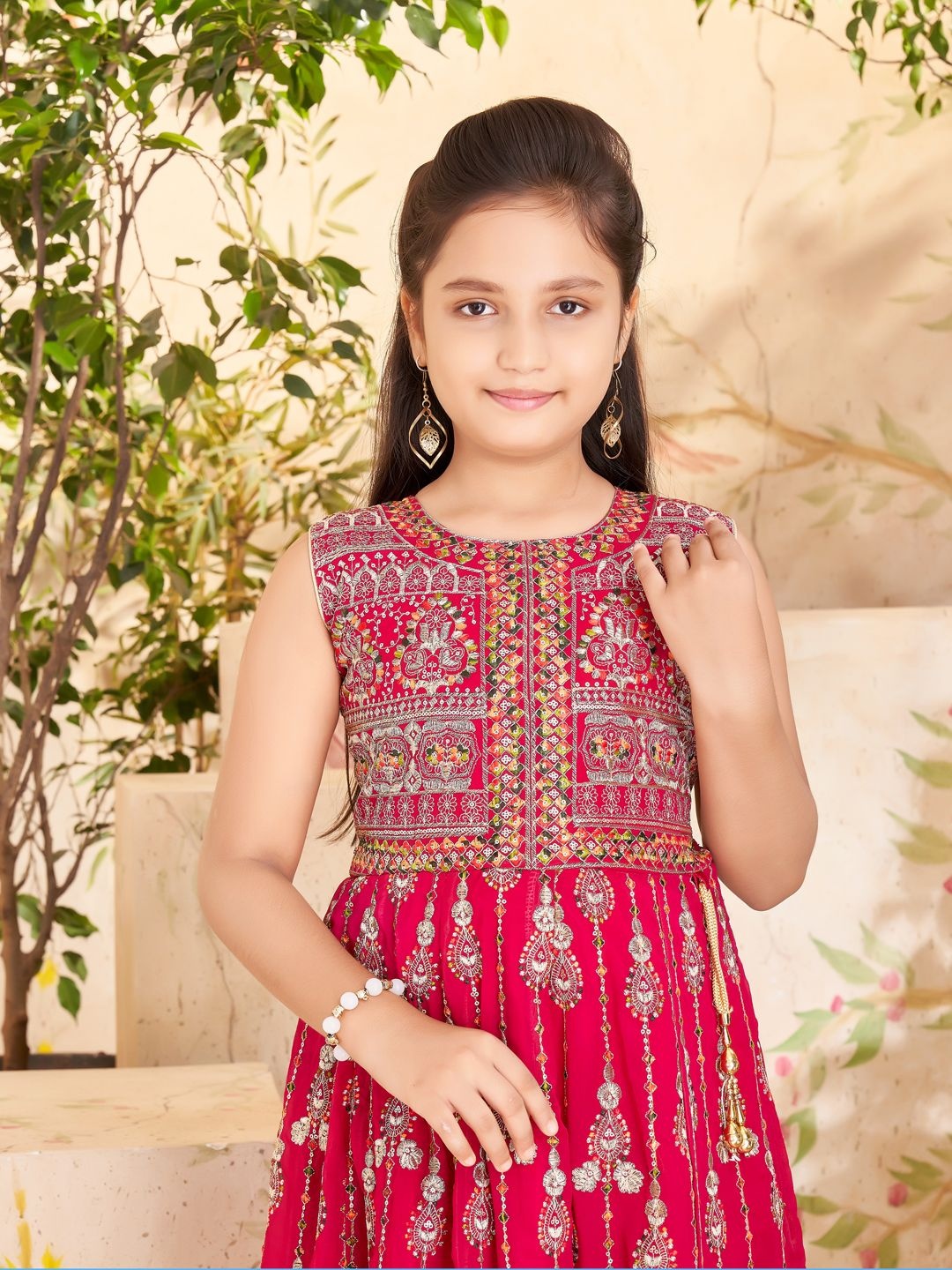 

Aarika Floral Print Georgette Fit & Flare Dress, Pink