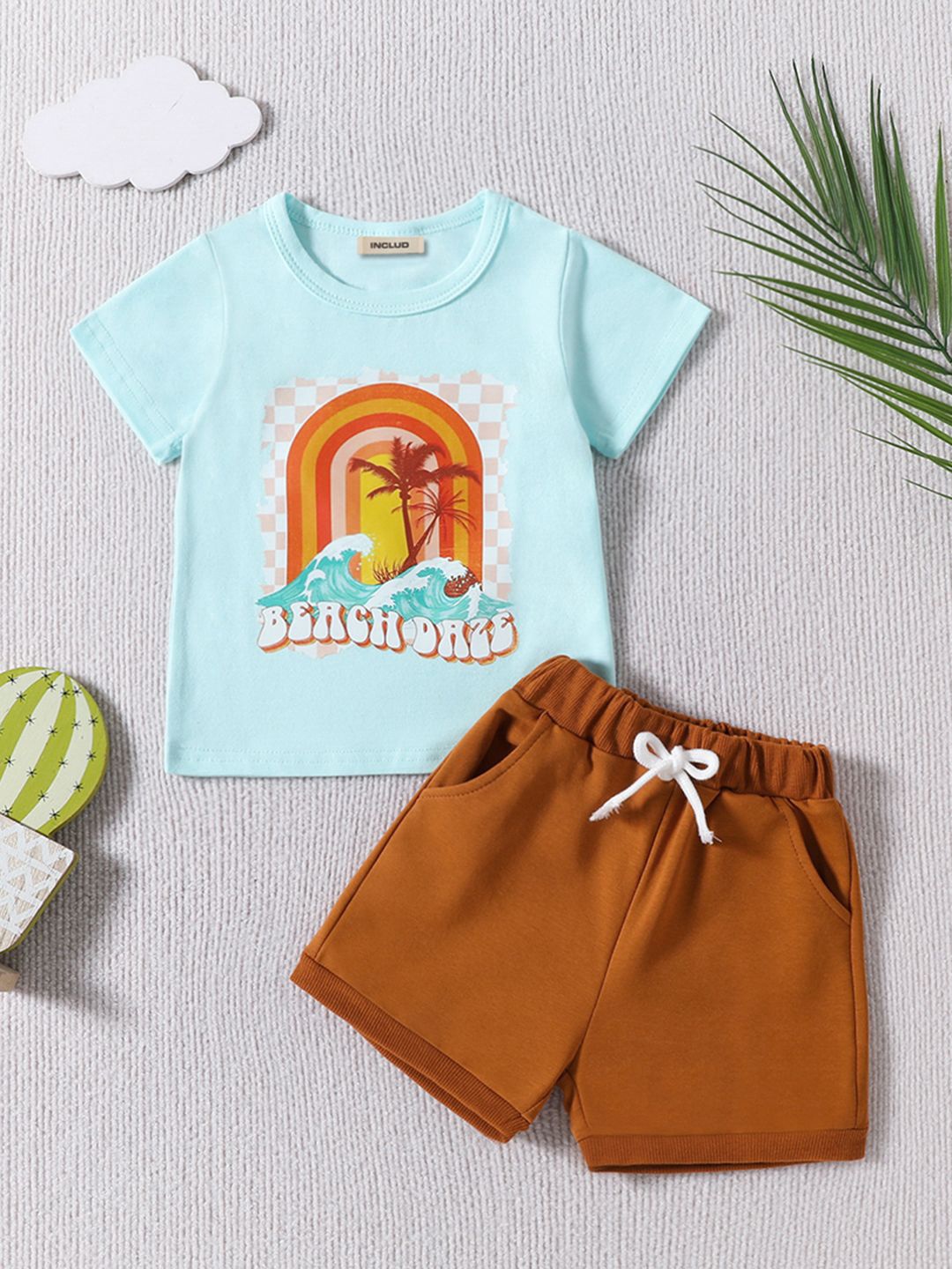 

INCLUD Boys Printed T-shirt With Shorts, Blue