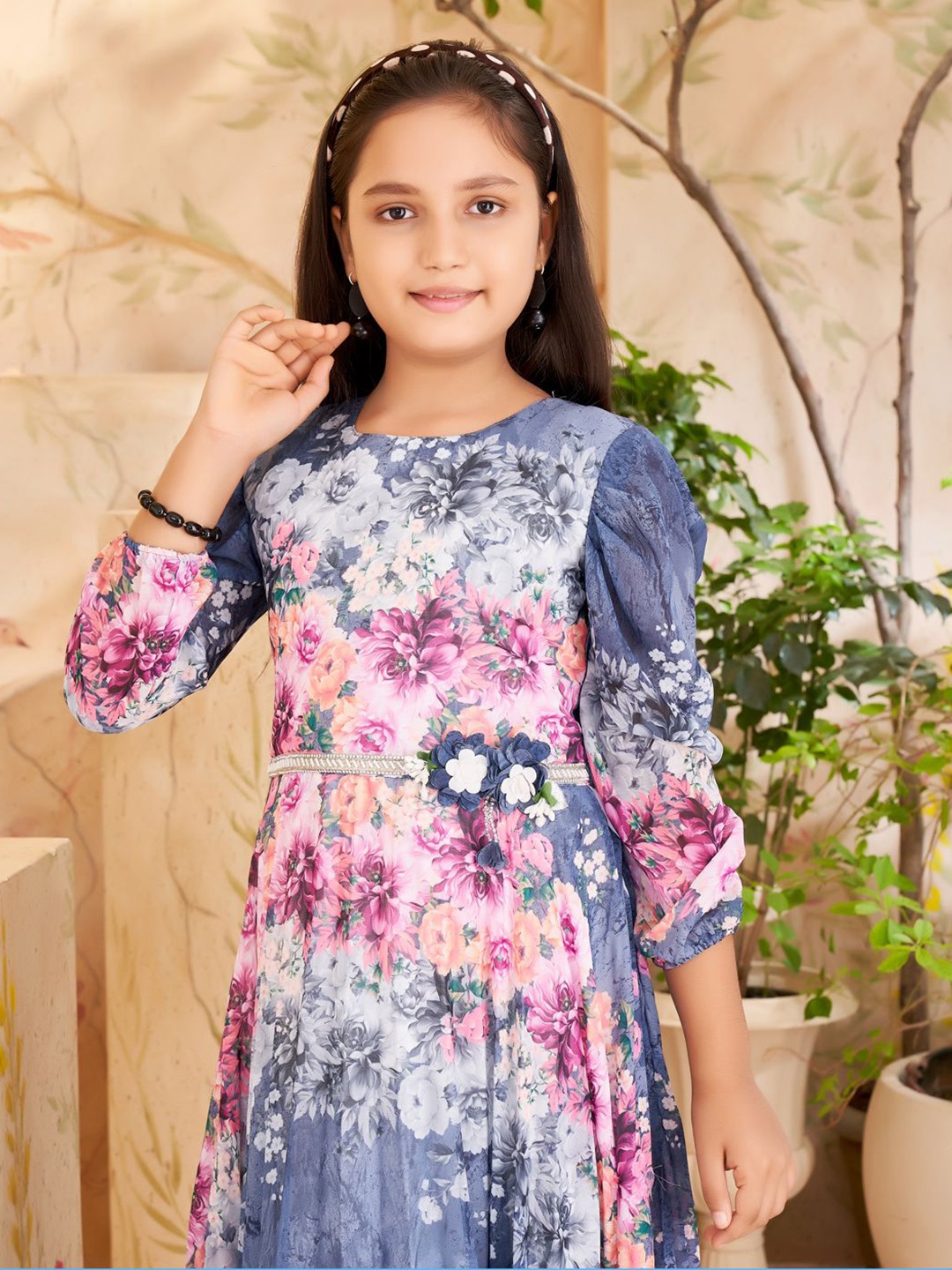 BAESD Floral Print Georgette Dress, Pink