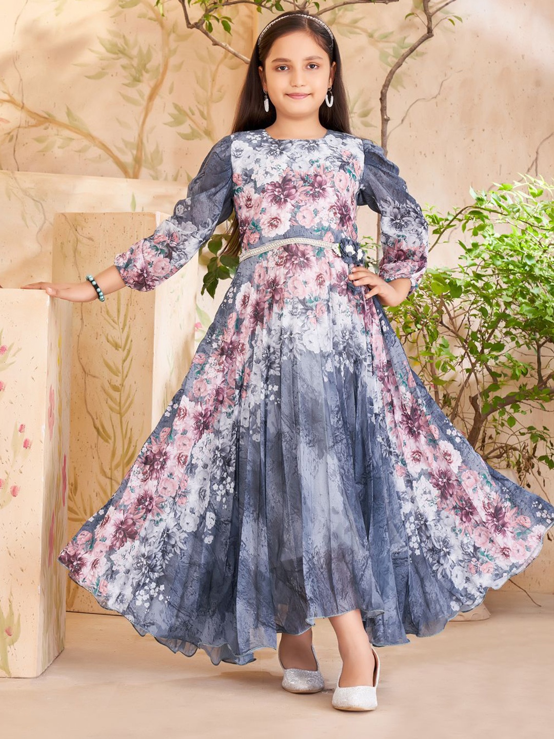 

BAESD Floral Print Georgette Maxi Dress, Brown