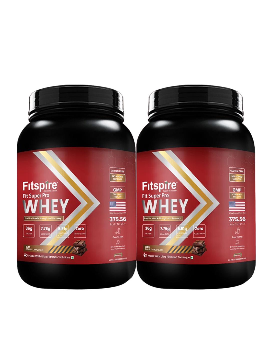 

FITSPIRE Fit Super Pro Whey Proteins Combo Double Chocolate - 2lbs Each, Red