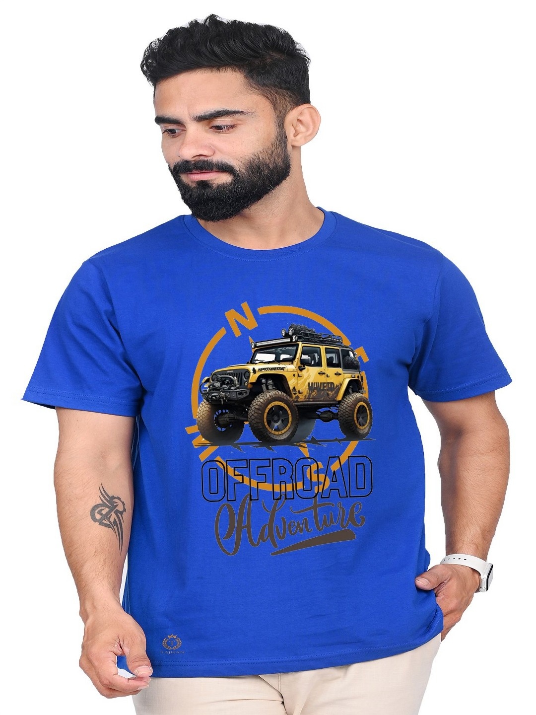 

TAJNAN Men Typography Printed T-shirt, Blue
