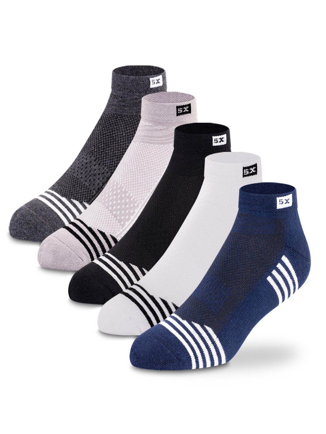 

Supersox Pack Of 5 Patterned Ankle-Length Socks, White