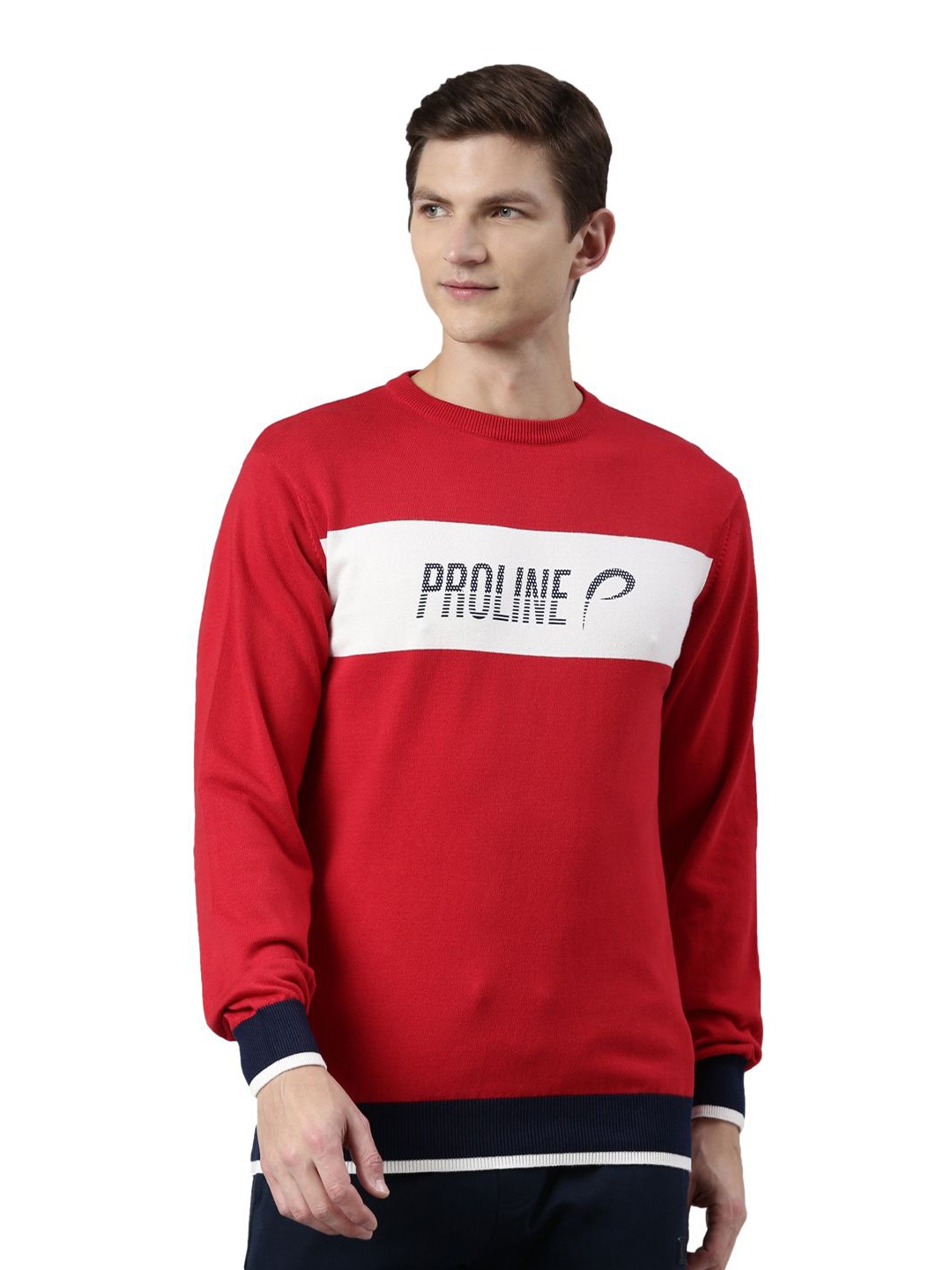 

Proline Men Typography Printed Woollen Pullover, Red