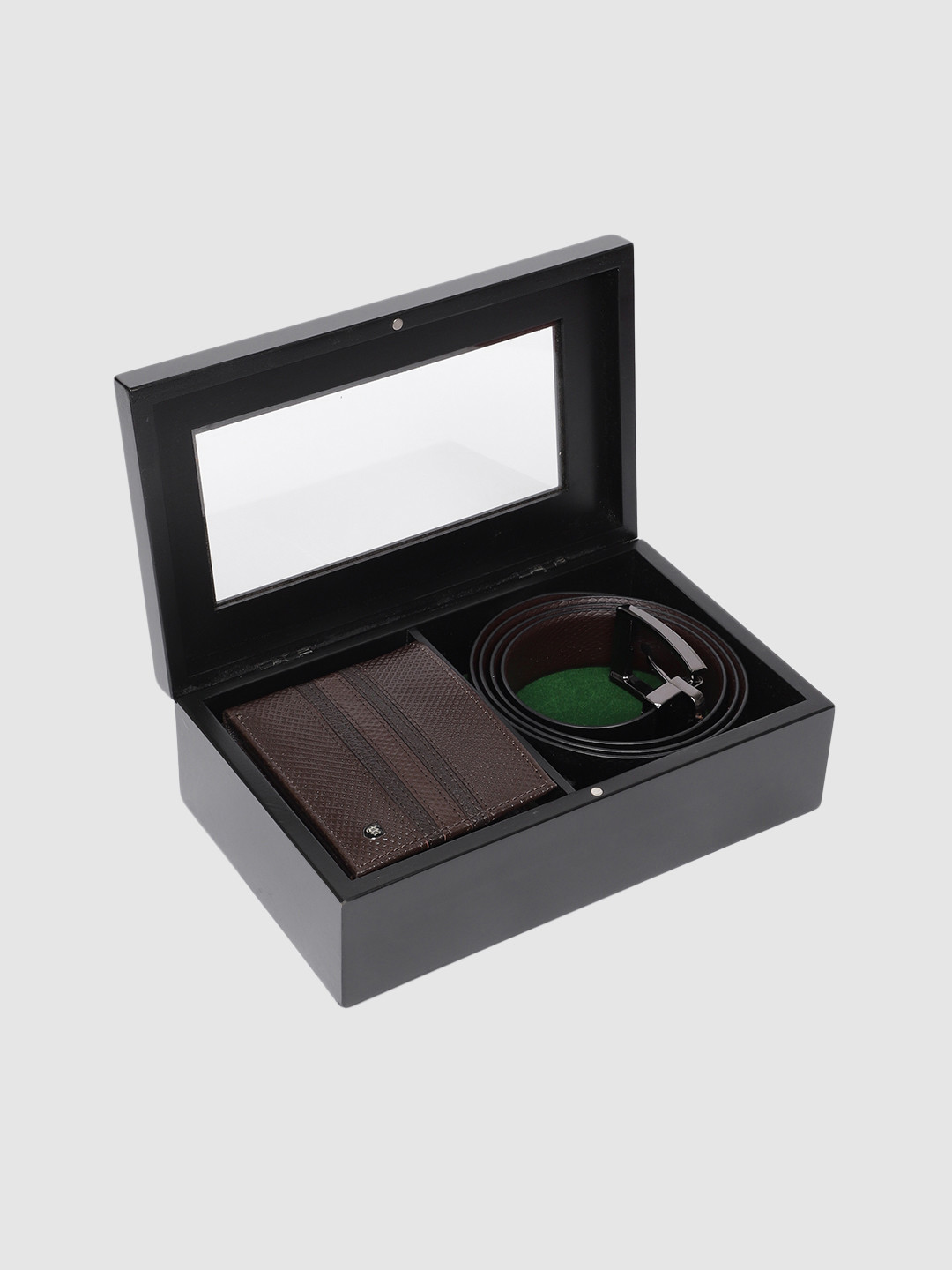 

Woodland Men Leather Wallet & belt Accessory Gift With Box, Black