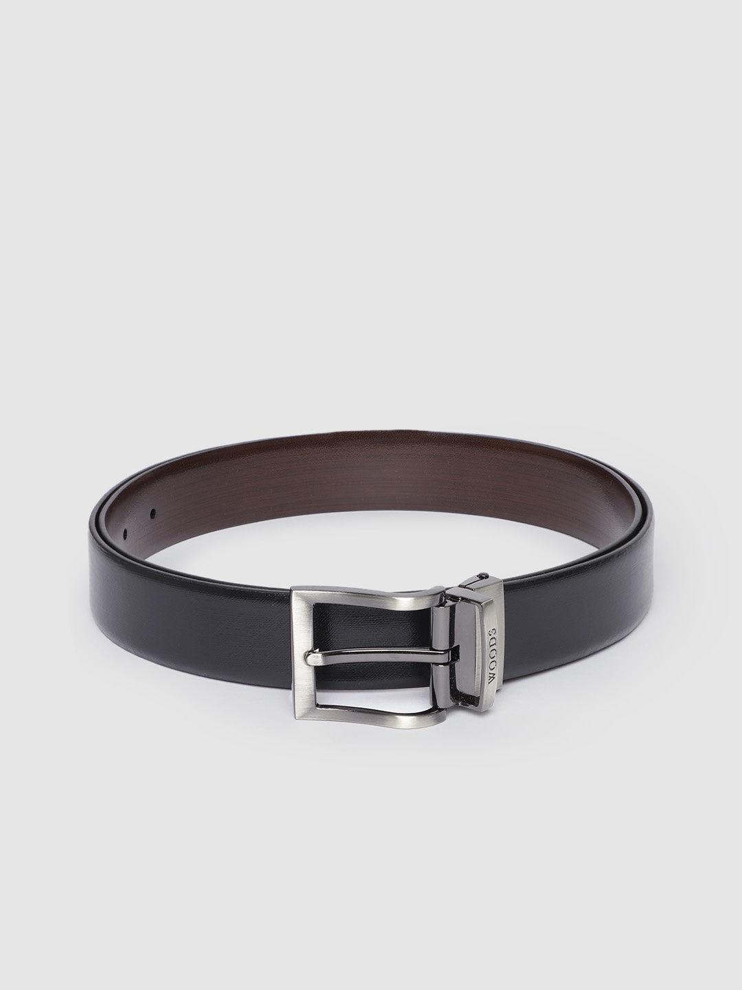 

Woodland Men Leather Belt With 2 Buckles, Black